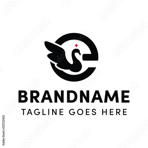 Letter E Swan Logo, for brands in fashion, beauty, wellness, or luxury goods
