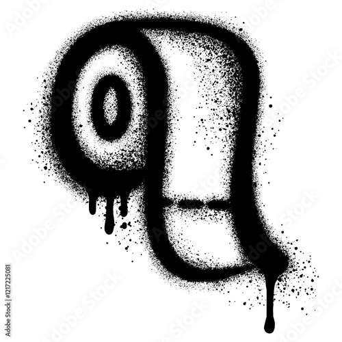 Tissue roll graffiti with black spray paint. vector illustration.