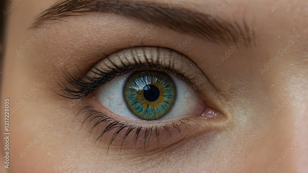 A mesmerizing close-up of a human eye featuring a vibrant sunflower-inspired iris and shimmering golden eyeshadow A mesmerizing close-up of a human eye featuring a vibrant sunflower-inspired iris and shimmering golden eyeshadow