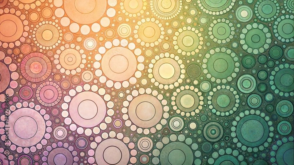 Green and Peach Gradient Circular Pattern with Depth