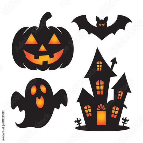 Halloween design elements set vector photo