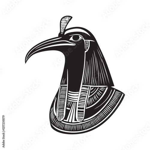 Stylized depiction of the Egyptian god Thoth with a distinctive bird head.