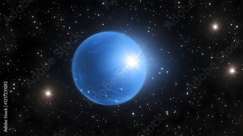 Wallpaper Mural Serene Blue Star in the Deep Night Sky with Scattered Stars Torontodigital.ca