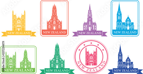 New Zealand set. Isolated New Zealand on white background