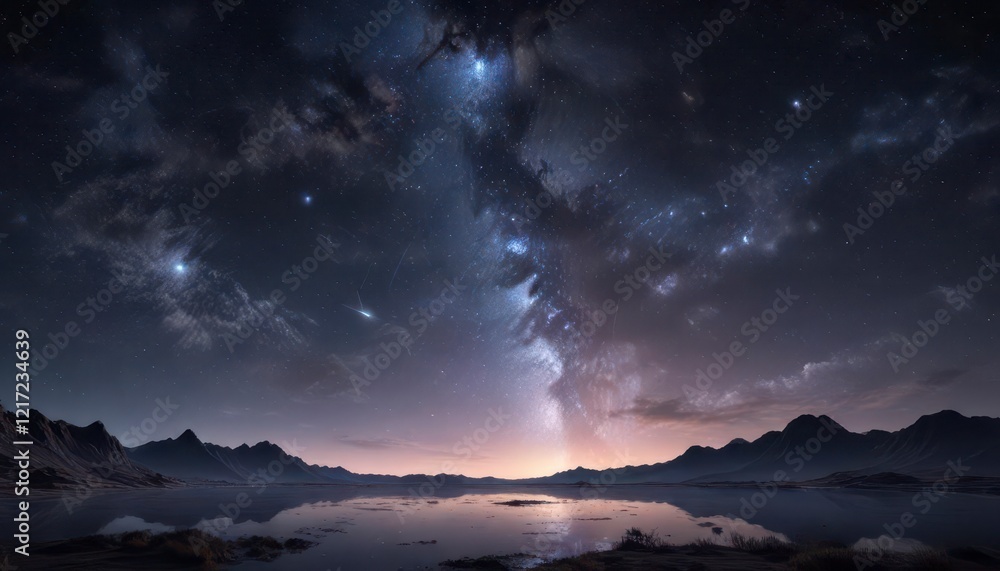 Obraz premium Celestial beauty of a starry night sky over a vast galaxy , nebulae, cosmos