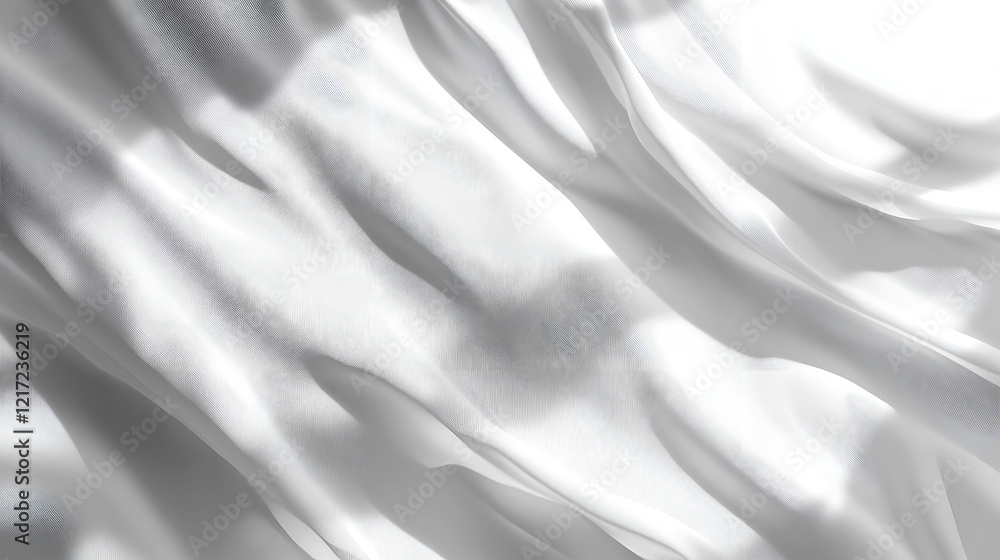 Fototapeta premium Abstract white fabric with soft flowing folds and natural light highlights, creating a serene and elegant minimalist design