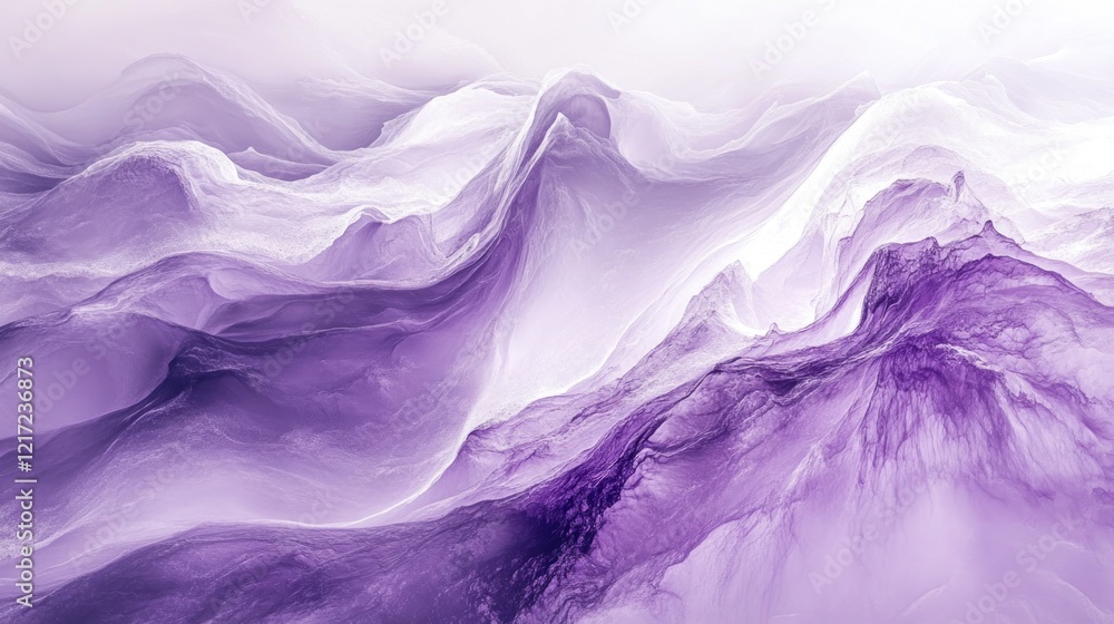Fototapeta premium Abstract purple landscape, flowing paint, serene background, design element