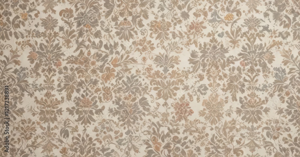 Damask pattern with floral motifs and geometric shapes in a repeating design on a neutral-colored background , damask, geometric Damask pattern with floral motifs and geometric shapes in a repeating design on a neutral-colored background , damask, geometric