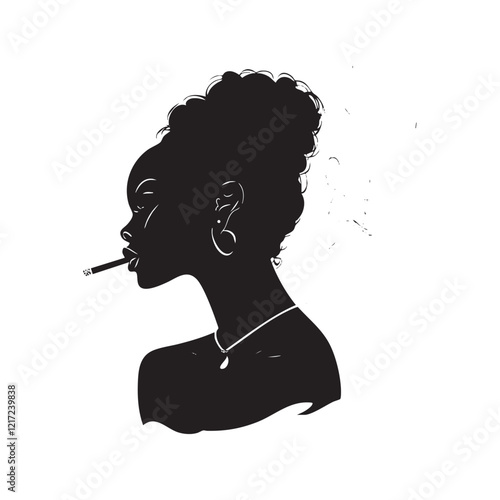 Silhouette of a Black woman smoking, exuding confidence and attitude.