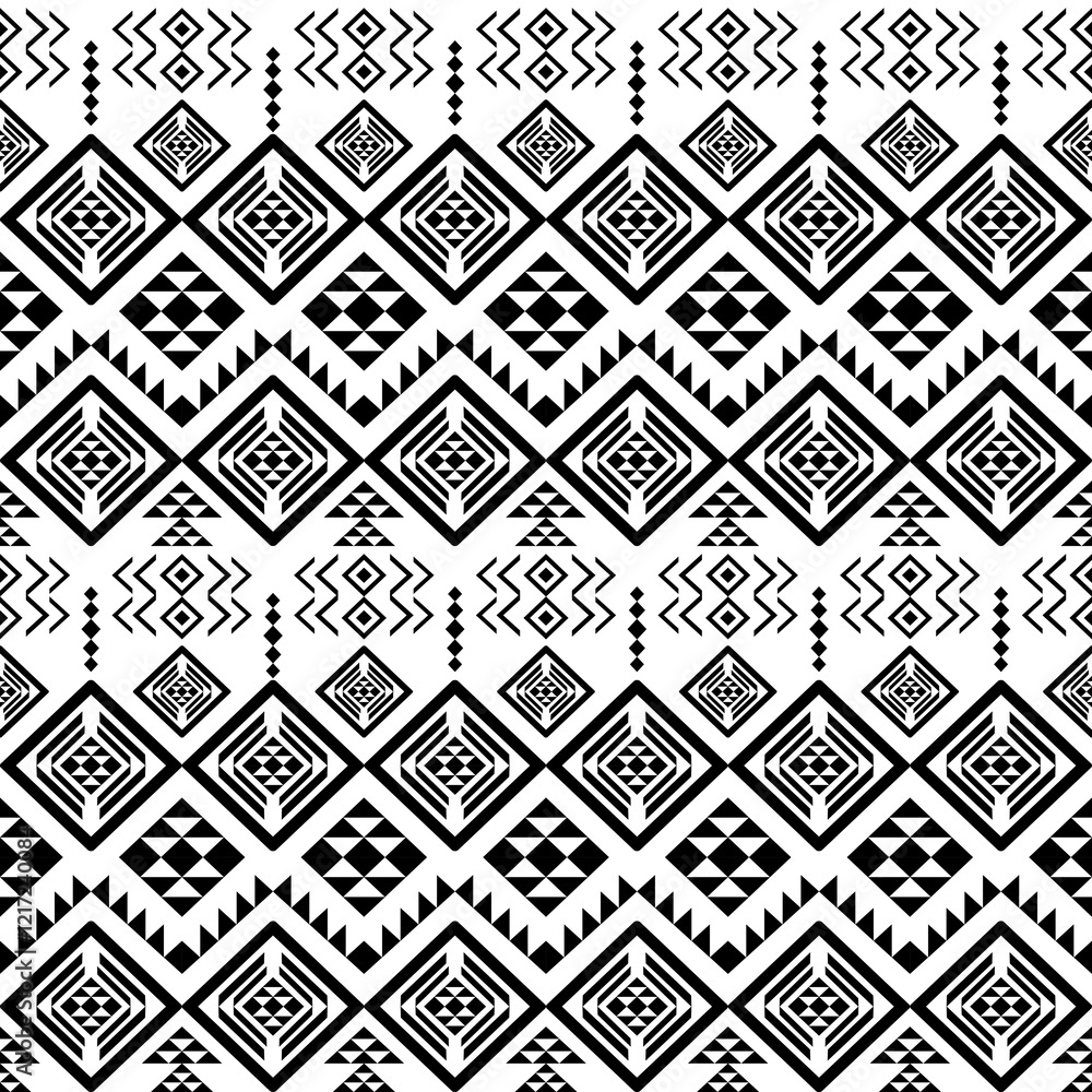Southwest Aztec geometric Native American Mexican Navajo tribal ethnic boho indian texture ornament seamless pattern fabric black and white design vector for woven textile printing blanket rug carpet Southwest Aztec geometric Native American Mexican Navajo tribal ethnic boho indian texture ornament seamless pattern fabric black and white design vector for woven textile printing blanket rug carpet