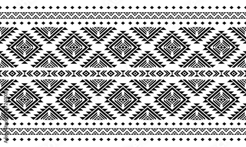 Southwest Aztec geometric Native American Mexican Navajo tribal ethnic boho indian texture ornament seamless pattern fabric black and white design vector for woven textile printing blanket rug carpet 