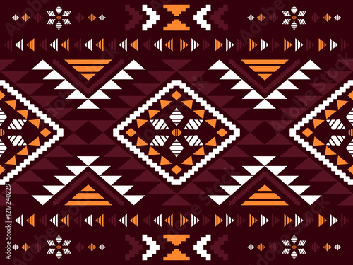 Southwest Aztec geometric Native American Mexican Navajo tribal ethnic boho indian texture ornament seamless pattern fabric colorful design vector for woven textile printing blanket rug carpet fashion