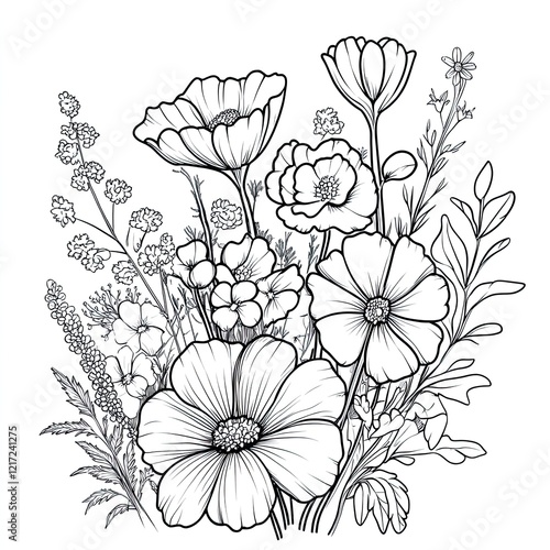 Cheerful Wildflower Bouquet Simple Colors Vibrant Image for Spring