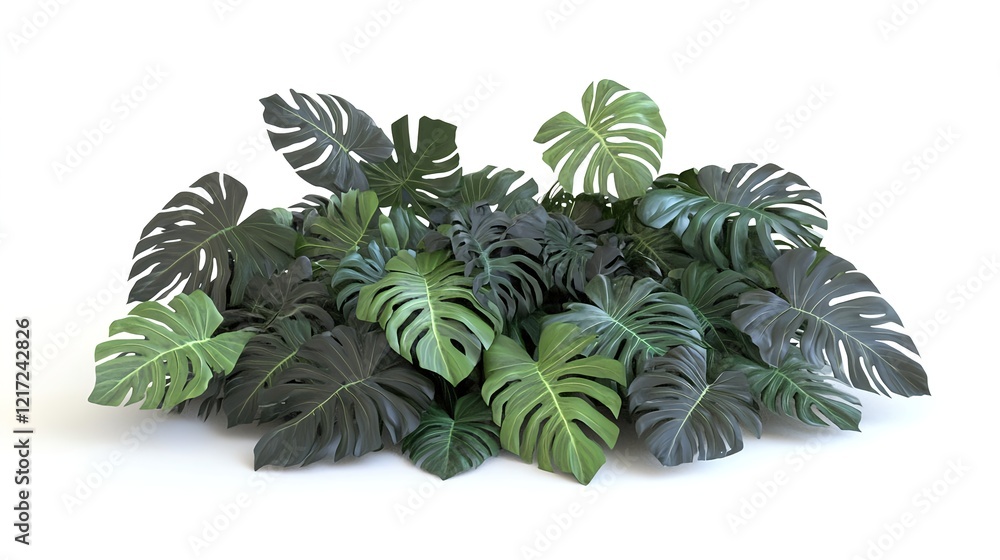 Lush Green Palm Leaves Arrangement on Plain White Background Lush Green Palm Leaves Arrangement on Plain White Background