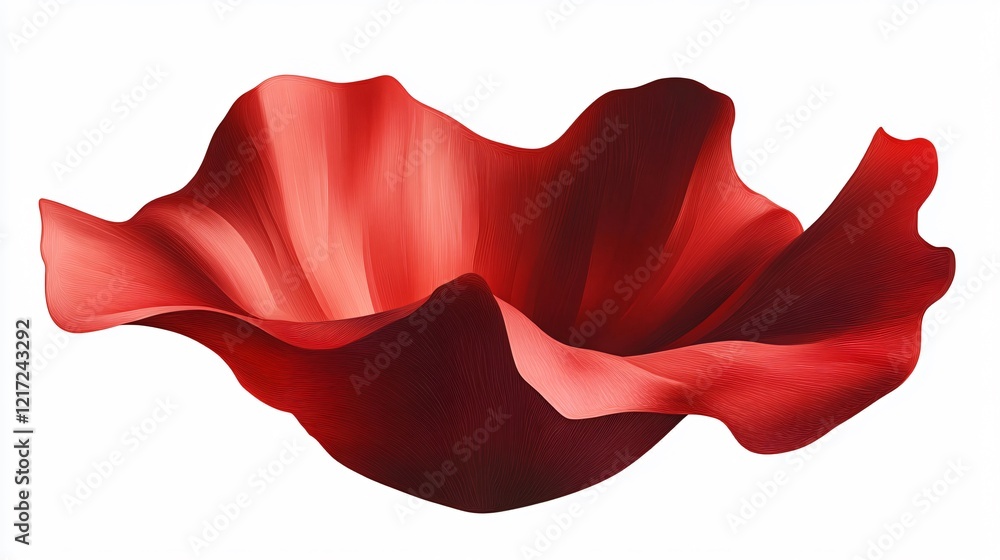 Vibrant Red Rose Flower Petal Pressed Plant with Wide Angle View
