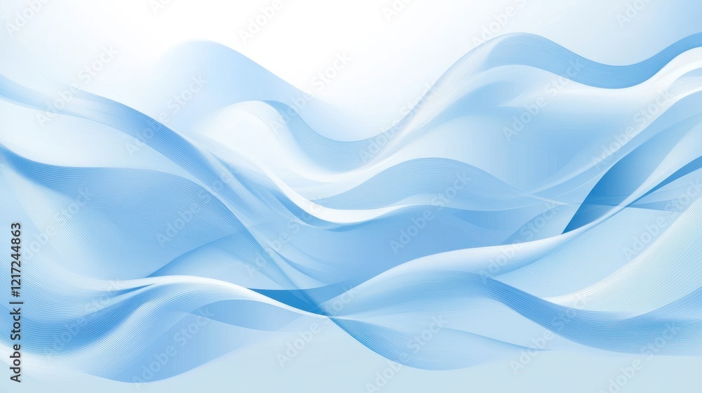 Fototapeta premium Abstract light blue wavy background. (1)