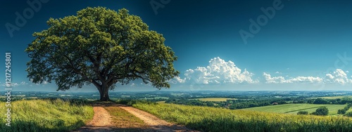 Aerial vista of Salisbury can be enjoyed from Old Sarum settlement in Wiltshire, South West England, UK photo