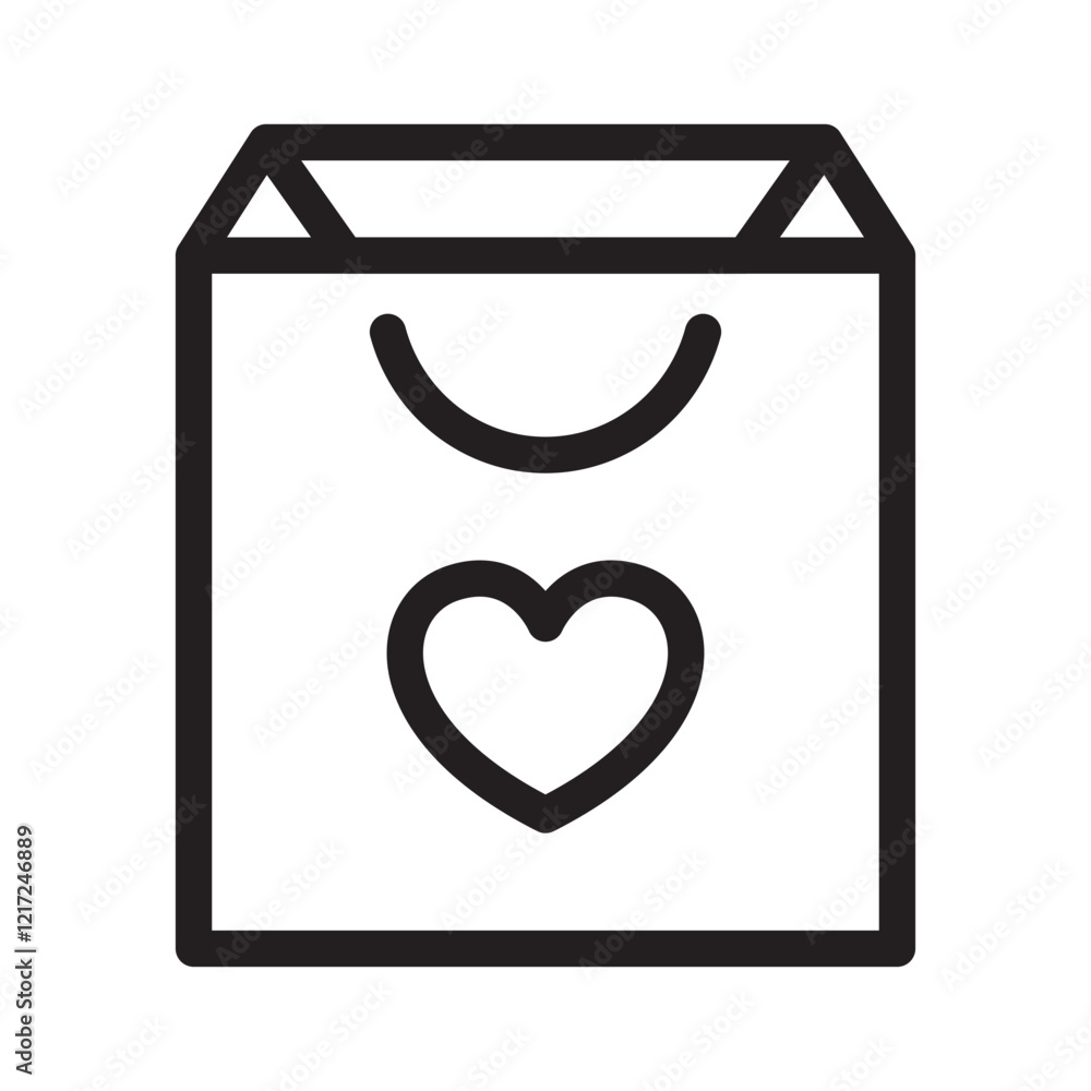 Love box, papper box, papper bag, valentine gift outline icons, minimalist vector illustration, simple concept, Isolated on white background Love box, papper box, papper bag, valentine gift outline icons, minimalist vector illustration, simple concept, Isolated on white background