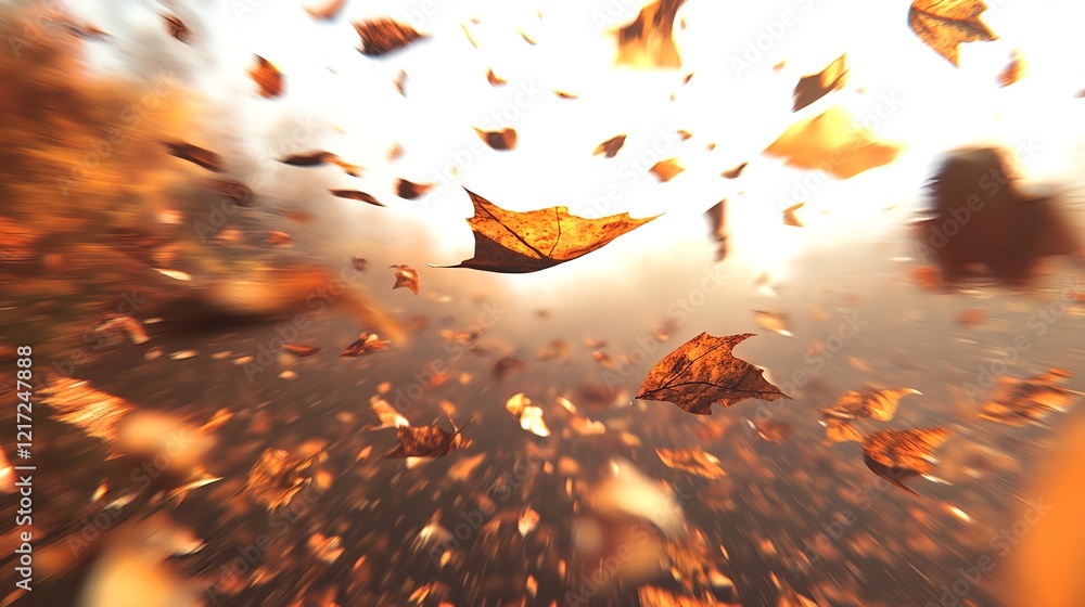 Scattered Autumn Leaves on Beige Background in Soft Natural Light Scattered Autumn Leaves on Beige Background in Soft Natural Light