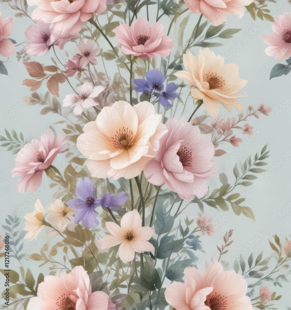 Delicate watercolor flowers in a bouquet with soft pastel colors and subtle brushstrokes, floral, watercolor, vector art Delicate watercolor flowers in a bouquet with soft pastel colors and subtle brushstrokes, floral, watercolor, vector art