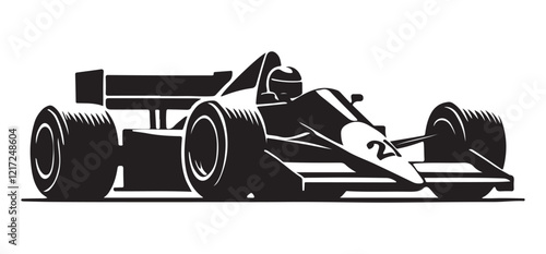 Classic Formula One Race Car Silhouette Vector Graphic