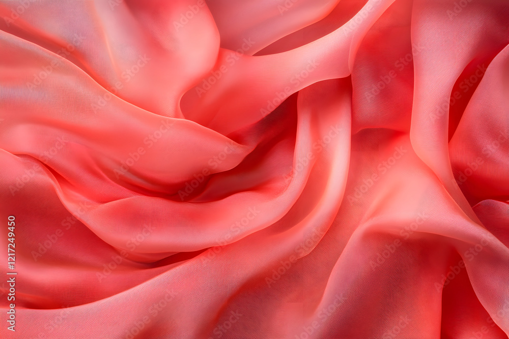 Obraz premium Luxury red silk fabric texture, satin wave textile background