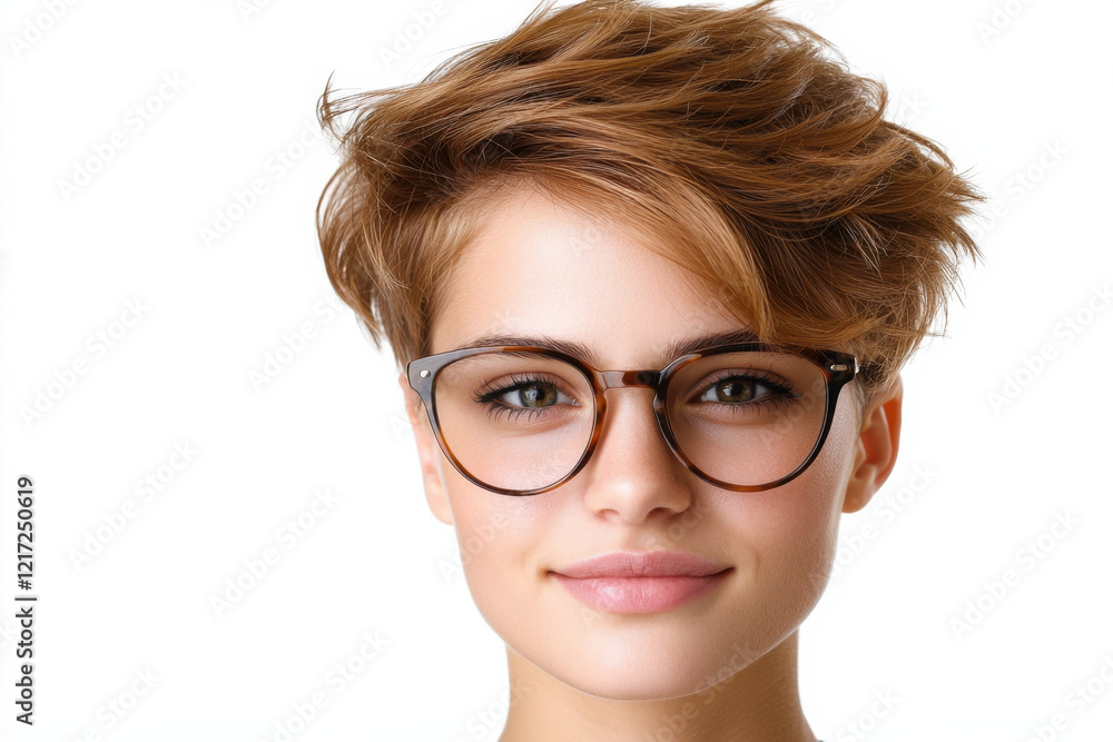 hairstyle haircut Short hair with playful pixie cut and stylish glasses, exuding confidence hairstyle haircut Short hair with playful pixie cut and stylish glasses, exuding confidence