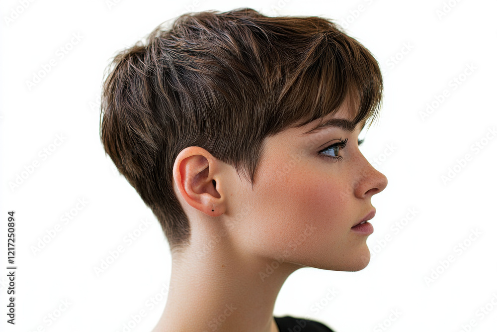 hairstyle haircut Short pixie cut hairstyle with side profile view, showcasing elegance and style hairstyle haircut Short pixie cut hairstyle with side profile view, showcasing elegance and style