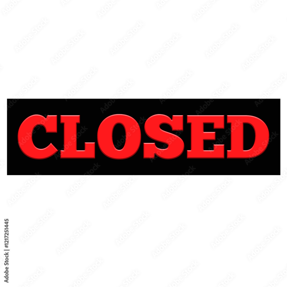 3d render design text 'closed' red color black background 3d render design text 'closed' red color black background