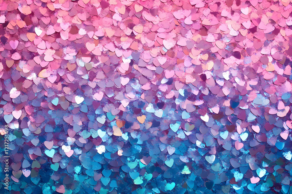 Fototapeta premium Pink and Blue Confetti, Shiny party decoration for carniva and events, background