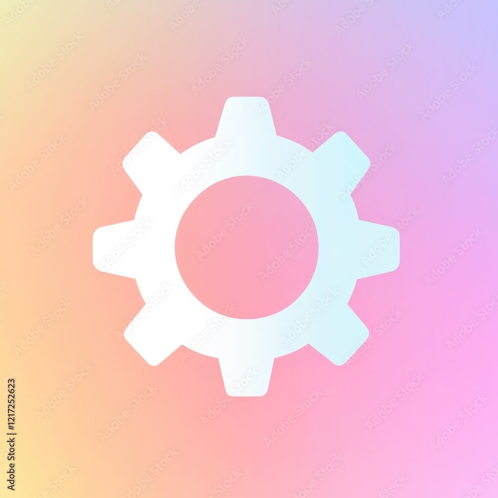 Gear Icon on Soft Pastel Gradient Background Gear Icon on Soft Pastel Gradient Background