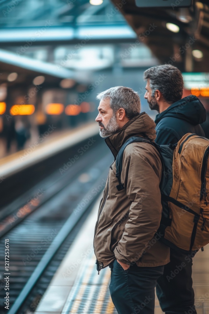 Fototapeta premium Men at Train Station