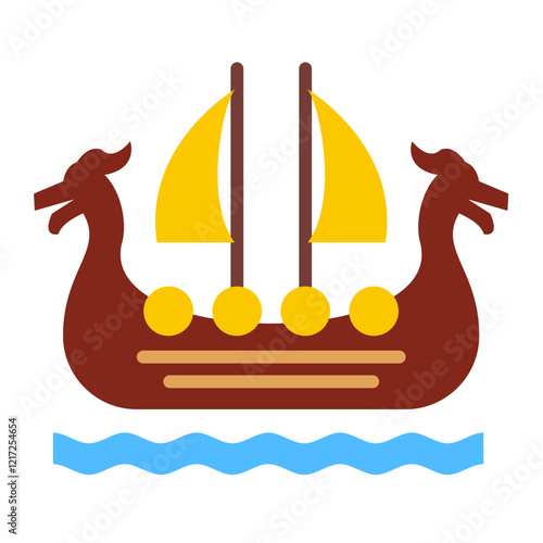 Viking Ship Icon Style