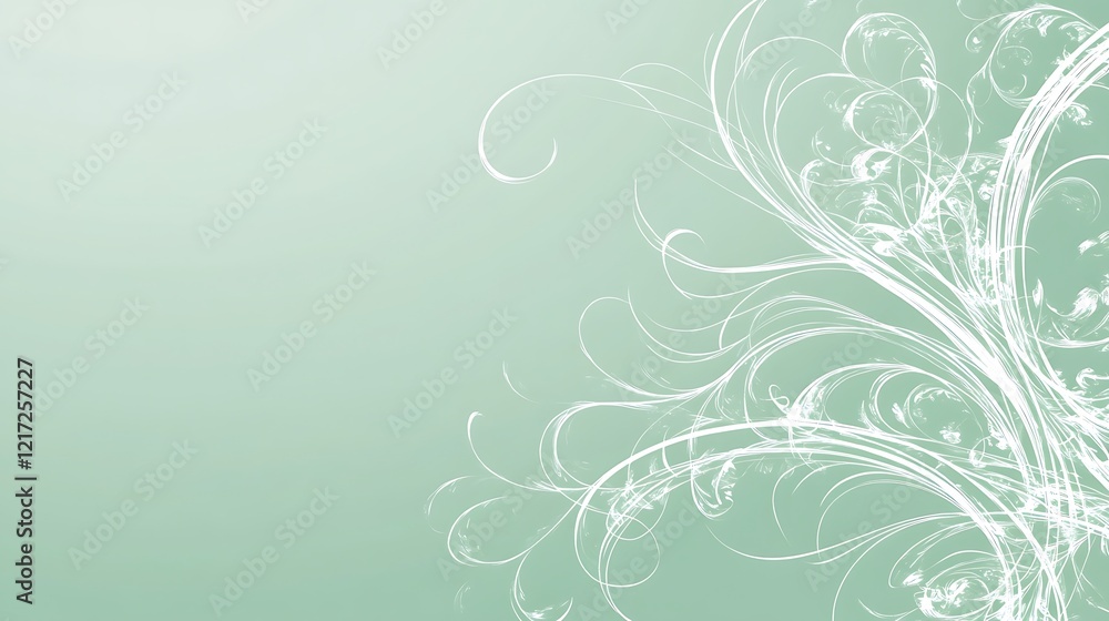 Elegant White Floral Design on a Mint Green Background Elegant White Floral Design on a Mint Green Background