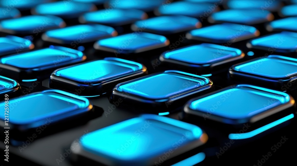 Fototapeta premium Symmetrical Arrangement of Modular Blocks in Blue Tones and Glossy Finish