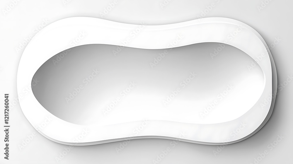 Abstract White Form with Curving Edges and Inner Recess Abstract White Form with Curving Edges and Inner Recess