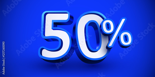 50 percent Off. 3d number 50. Sale banner. Vector illustration.