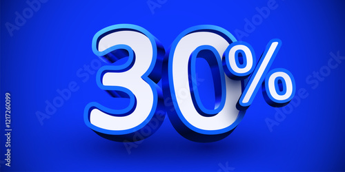 30 percent Off. 3d number 30. Sale banner. Vector illustration.