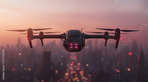 Modular Drone Delivery System with Swappable Payload Mechanism at Sunset photo