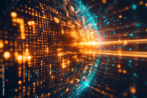 Wallpaper Mural A computer screen with a glowing orange and blue circle Torontodigital.ca