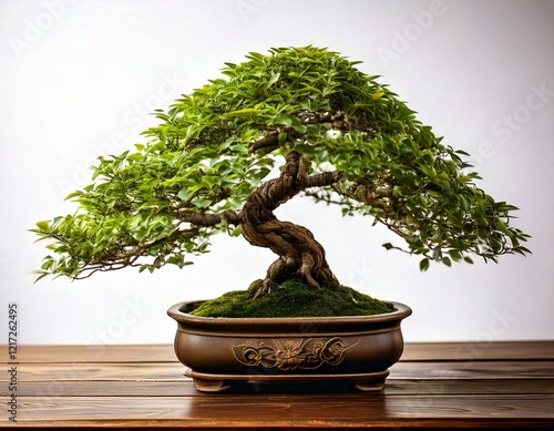 Generated imageTraditional Japanese Bonsai Tree in a Ceramic Pot 13 photo