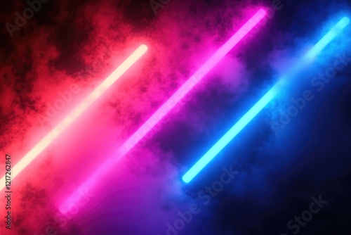 Neon lights floating in air