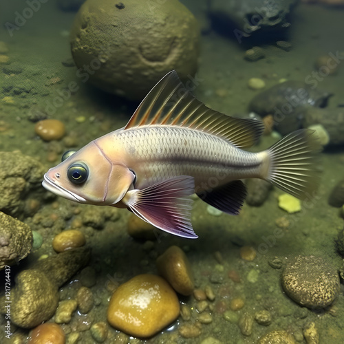 Siamese freshwater batfish Found only in one place in the world in Inthanon National Park, Chiang Mai Province, Thailand. photo