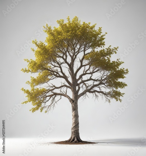 high-quality photograph of isolated tree against bright white background ,  closeup,  highdef tree,  leaves photo