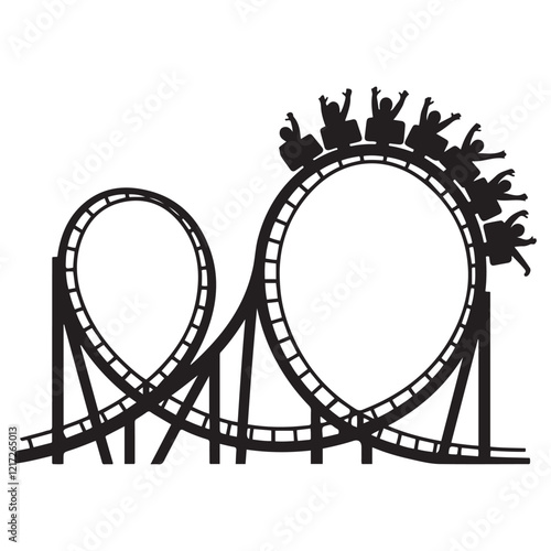 Rollercoaster black silhouette on a white background. Rollercoaster Black flat icon. Vector illustration.