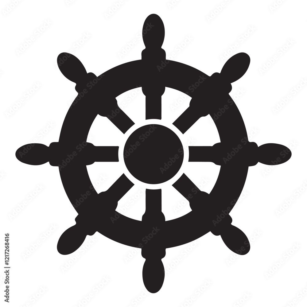 Obraz premium Steering wheel icon. ship steering silhouette vector illustration