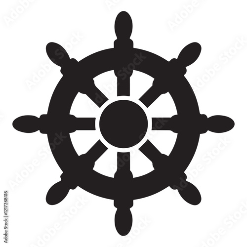 Steering wheel icon. ship steering silhouette vector illustration
