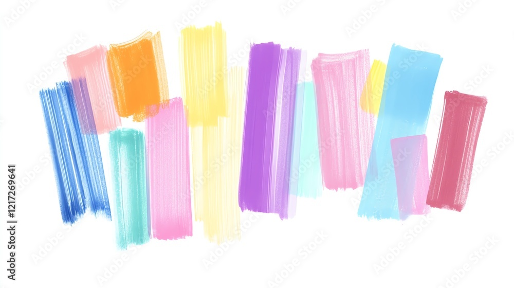Colorful brush strokes on a white background, ideal for creative projects and design inspiration. Colorful brush strokes on a white background, ideal for creative projects and design inspiration.
