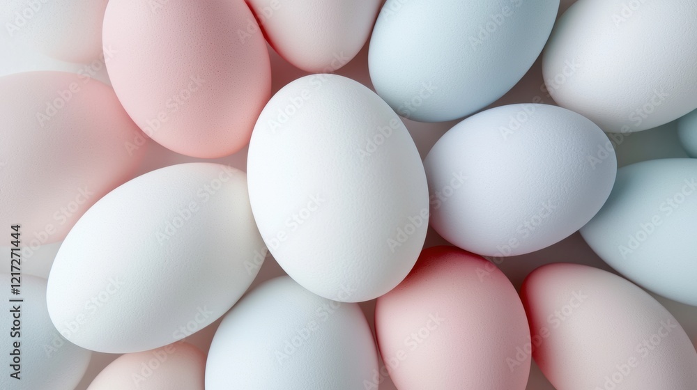 Close-up of a group of white eggs. the eggs are arranged in a random pattern, with some overlapping each other. Close-up of a group of white eggs. the eggs are arranged in a random pattern, with some overlapping each other.
