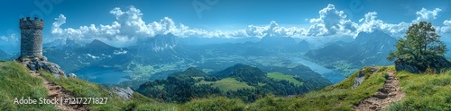 Panorama located in Gruenten, a village in Sonthofen, Allgaeu, Bavaria, Germany photo